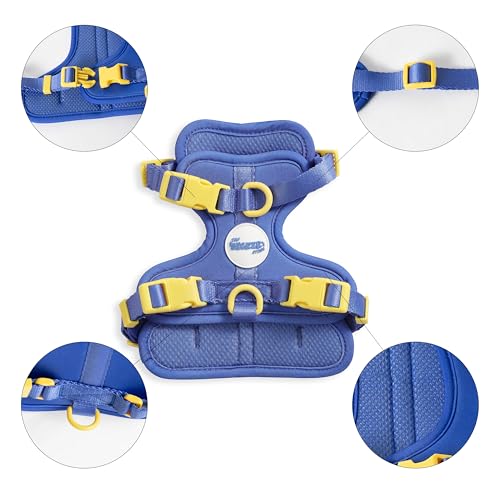 HNS1000C Arlo Extra Small Adjustable Soft Padded No Pull Pet Harness with 3 Buckles and 3 Leash Clips, Curaçao - color: Dark Blue, size: X-Small (Chest: 11.8 - 17")