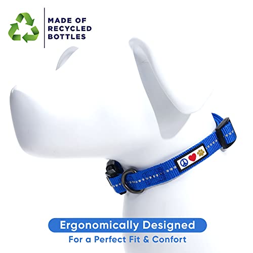 Pawtitas Recycled Dog Collar with Reflective Stitched Puppy Collar Made from Plastic Bottles Collected from Oceans Extra Small Blue Ocean - color: Recycled Blue, size: X-Small (Pack of 1)