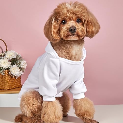 Jecikelon Winter Dog Hoodie Sweatshirts with Pockets Warm Dog Clothes for Small Dogs Chihuahua Coat Clothing Puppy Cat Custume (White, XX-Small) - color: White, size: XX-Small