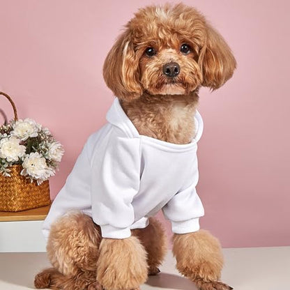 Jecikelon Winter Dog Hoodie Sweatshirts with Pockets Warm Dog Clothes for Small Dogs Chihuahua Coat Clothing Puppy Cat Custume (White, XX-Small) - color: White, size: XX-Small