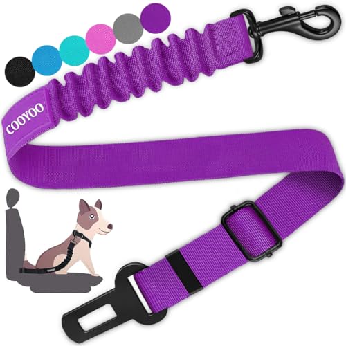 Dog Seat Belt,Retractable Dog Car Harness Seat Belt for Car Adjustable Nylon Pet Safety Seat Belts Heavy Duty & Elastic Bungee Buffer - color: 04-Purple