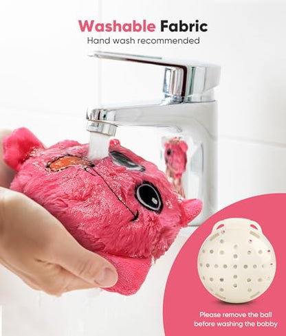 Petbobi Interactive Dog Toys Ball, USB Rechargeable Moving Dog Toy with Barking Sounds, Plush Monster Ball with Washable Cover, 4.9" Pet Toy for Small & Medium Dogs, Christmas & Birthday Gift - color: Pink