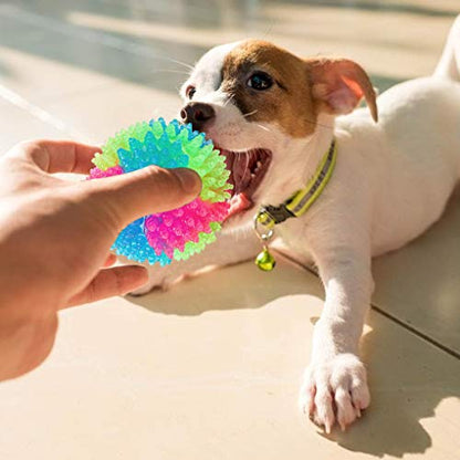 2Pcs Dog Balls,2inch Light Up Dog Balls,Flashing Elastic Ball,Glowing Interactive Led Pet Toys for Puppy Small Medium Dogs Cats - color: 2 pcs stab balls