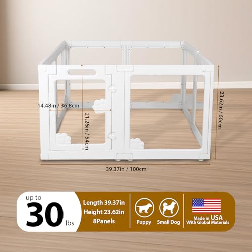 Clear Acrylic Dog Playpen Indoor with Door - Easy to Assemble Foldable Pet Playpen for Small Dogs, Cats, Rabbits, Ferrets - Small Animal Whelping Crate Kennel Fence - color: 8