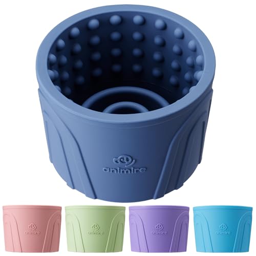 Dog Slow Feeder Lick Bowl, Anxiety Relief Dog Licking Mat Treat Dispenser, Non-Slip Anti-Choking Slow Eating Lick Bowl for Small Medium and Large Breed Dogs, BPA Free Silicone - color: Dark Blue, size: S