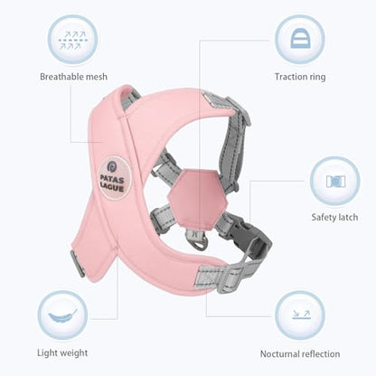 Dog Harness with Leash Set Adjustable Soft Padded Step-in Dog Vest No Choke No Pull Reflective for Small Medium Pets with Poop Bags and Dispenser, Solid and No-chew, Pink S - color: Pink, size: S (Neck 18.1-21.2'' Chest 21.2-25.2'')