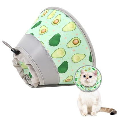 Cat Cone Collar Soft to Stop Licking, Adjustable, Foldable Lightweight Kitten Cones After Surgery Recovery for Cats & Kittens, Cat Cone Alternative, Easy Eating (Avocado Green, M) - color: Avocado Green, size: M
