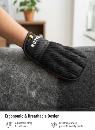 Trazon Pet Hair Removal Gloves 2 Pack – Electrostatic Pet Hair Removal Mitt for Cats & Dogs – Magic Brush Pet Hair Remover & Reusable Lint Brush Alternative for Couch, Furniture, Clothes & Car Seats