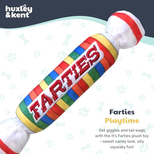 Huxley & Kent Funny Dog Toy w/Squeaker – Power Plush Squeaky Dog Toys for Small, Medium & Large Dogs – Soft Stuffed Animal for Indoor Play & Fetch - Farties, Small - size: Small, style: Farties