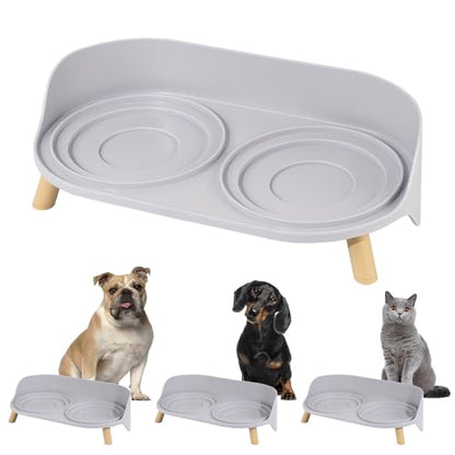 Raised Dog Feeder Bowl Stand - Elevated Dining Table for Small and Medium Dogs and Cats - Fits Food and Water Dish up to 6" Diameter - Grey (Bowls Not Included) - color: Grey, size: Medium