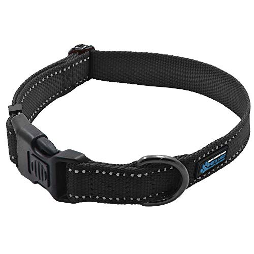 Max and Neo Neo Nylon Buckle Reflective Dog Collar - Small, Black - color: Black, size: Small