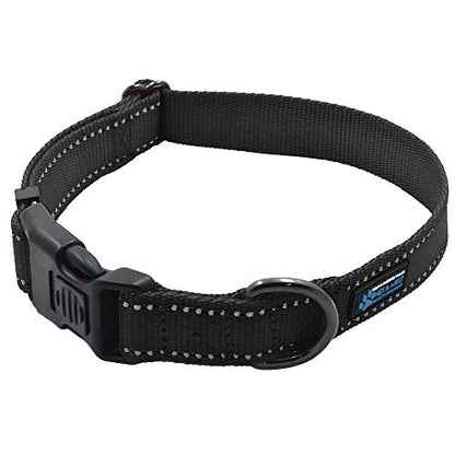 Max and Neo Neo Nylon Buckle Reflective Dog Collar - Small, Black - color: Black, size: Small