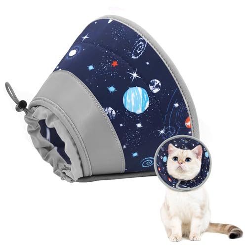 Cat Cone Collar Soft to Stop Licking, Adjustable, Foldable Lightweight Kitten Cones After Surgery Recovery for Cats & Kittens, Cat Cone Alternative, Easy Eating (Grey, M) - color: Grey, size: M