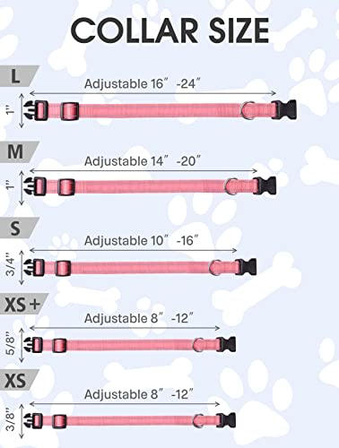 Reflective Dog Collar, Sturdy Nylon Collars for Puppy and Extra Small Girl and Boy Dogs, Adjustable Dog Collar with Quick Release Buckle,Neon Pink,3/8" Width - color: Neon Pink, size: X-Small (Pack of 1)