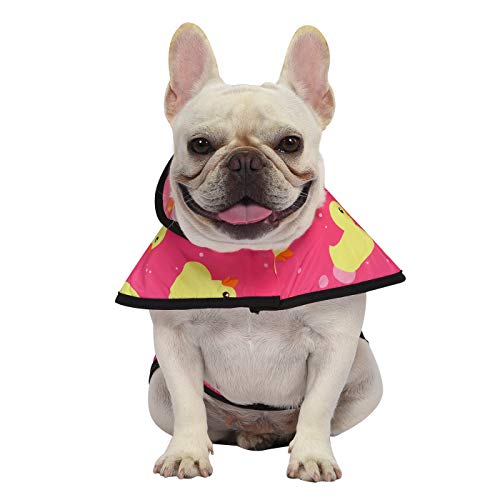 HDE Dog Raincoat Jacket Reflective Adjustable Hooded Pet Poncho Rain Coat with Leash Hole for Small to X-Large Dogs Pink Ducks - S - color: Ducks Pink, size: Small