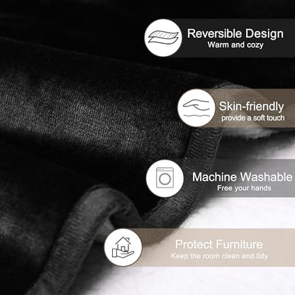 gogobunny Waterproof Bed Blanket, Reversible Sherpa Fleece Throw Blanket for Dog Puppy Cat, Furniture Cover Protects Bed Couch Sofa from Liquid Pee and Pet Fur (Black, 25x35 inches) - color: Black, size: 25x35 inches