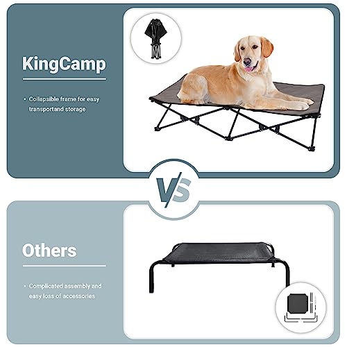 KingCamp Elevated Dog Bed - Portable, Folding Dog Cot for Outdoor Travel with Washable Mesh, Supports Small to Large Pets Up to 110lbs, Includes Carry Bag - Black