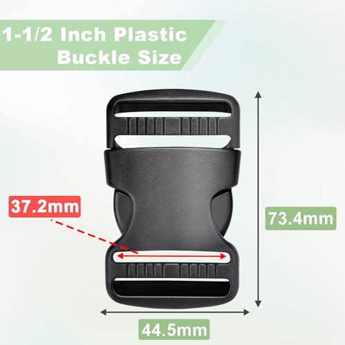 CooBigo 10 Pack 1-1/2" Plastic Side Release Buckle Dual Adjustable Outdoor Camping Tactical Backpack Belt Strap Webbing Bag Hardware Accessories 1-1/2" Dual Release Buckle Black - color: D#: 1-1/2"(10pcs)