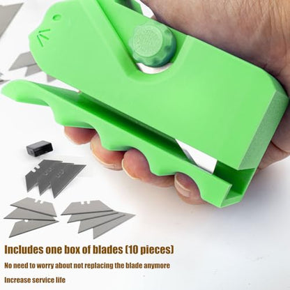 Cardboard Cutter for Cat Scratchers with 10pcs Blade,3D Printed Card Board Cutter Kids DIY Cat Scratchers Cardboard Strip Tool Machine for Cat Lovers (Green) - color: Green