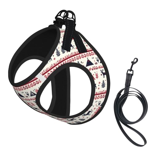Reindeer Christmas Pet Harness Escape Proof Dog Harness Adjustable Mesh Padded Reflective Dog Vest Harness and Leash Set Small - color: Style 10, size: Small