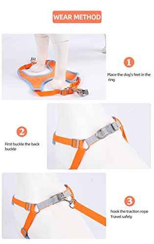 Pet Harness for Small Medium Dogs Cats No Pull Soft Mesh Reflective Padded with Dual Leash Clips - color: Purple, size: L