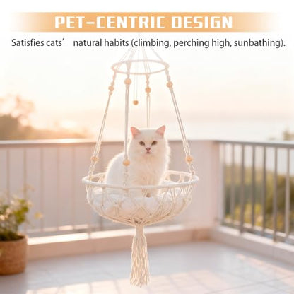 Cat Hammock Cat Window Perch, Bohemian-Style Hanging Basket Swing, Soft Pet Bed Cushion, Comfortable Window Kitty Bed, Perfect for Cats to Sunbathe, Take Naps, and Gaze Into the Distance 40*120CM