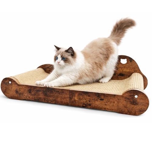 Upgraded Sisal Cat Scratcher Bed，28" Cozy Cat Couch Lounger for Indoor Cats, Long Heavy Duty Scratch Pad for Big Cats up to 40lbs, Modern Furniture Protector