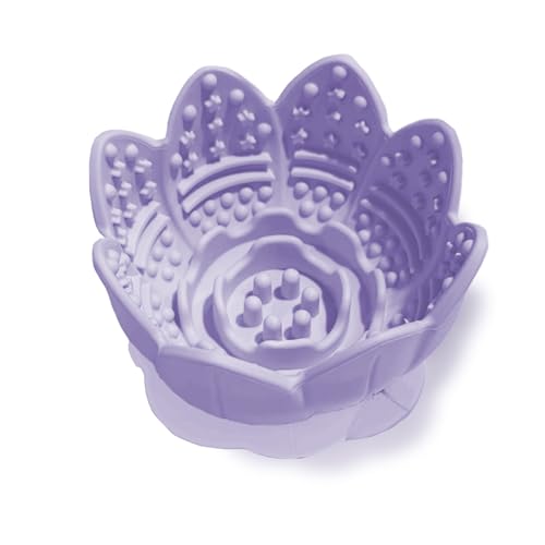 Dog Lick Bowl,Anxiety Relief Slow Feeder Dog Lick Mat Treat Dispenser, Non-Slip Licking Bowl Enrichment Toys for Small Medium Breeds Dogs (Purple, 12x12x7.6CM) - color: Purple