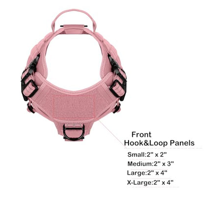 ICEFANG Tactical Dog Harness,Large Size, 2X Metal Buckle,Working Dog MOLLE Vest with Handle,No Pulling Front Leash Clip,Hook and Loop Panel (Pink, L (Pack of 1)) - color: Pink, size: Large (Pack of 1)