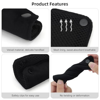 2PCS Dog Leash Grip Handle Sleeve - Leash Wrap - Soft Velvet & Polyester Mesh Ensure Comfortable Grip - Dog Leashes/Box/Bag Handle Cover Protection Pads(Black) - color: Black