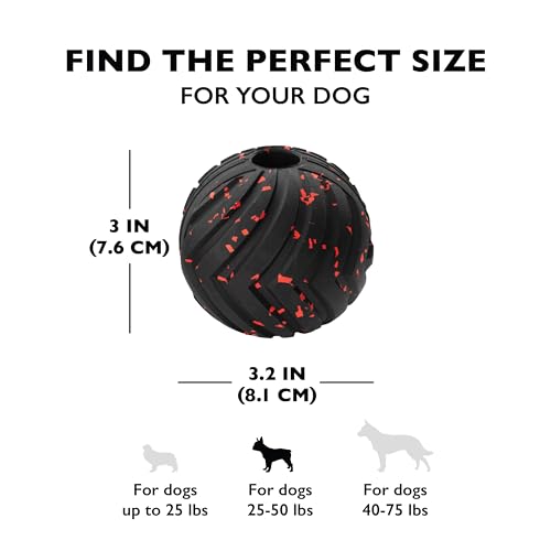 Chew King Supreme Durable Rubber Dog Ball for Aggressive Chewers, Treat-Dispensing Heavy-Duty Chew Toy with Safety Air Vent, Interactive Dog Toy for Training & Enrichment, Medium 3" Fetch Ball - color: B) Medium 3" Ball