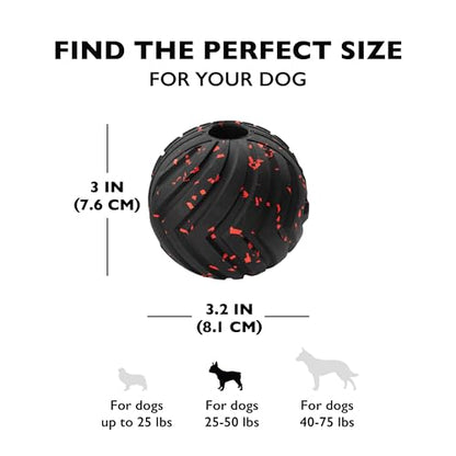 Chew King Supreme Durable Rubber Dog Ball for Aggressive Chewers, Treat-Dispensing Heavy-Duty Chew Toy with Safety Air Vent, Interactive Dog Toy for Training & Enrichment, Medium 3" Fetch Ball - color: B) Medium 3" Ball