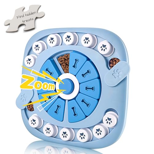 Dog Puzzle Toys Level 2, Dog Puzzles for Smart Dogs, Interactive Dog Treat Puzzles for Large Medium Small Dogs with Suqeaky Dog Button Design - color: Blue Level 2