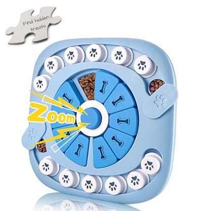 Dog Puzzle Toys Level 2, Dog Puzzles for Smart Dogs, Interactive Dog Treat Puzzles for Large Medium Small Dogs with Suqeaky Dog Button Design - color: Blue Level 2
