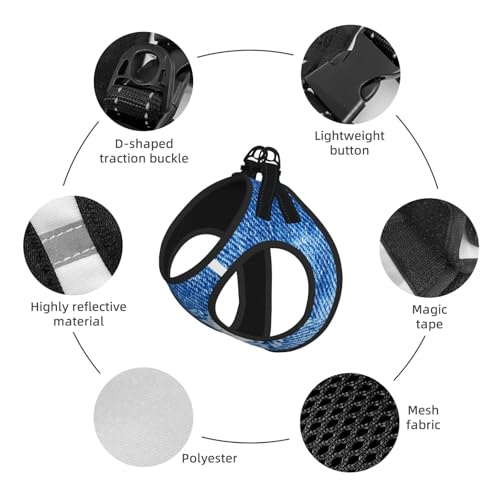 Hole On Denim Jeans. Ripped Destroyed Torn Blue Je Dog Harness and Leash Set, No Pull Reflective Adjustable Soft Mesh Padded Pet Vest with Safety Buckle for Small Medium Dogs and Cats Medium - color: Hole On Denim Jeans. Ripped Destroyed Torn Blue Je, siz