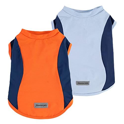 Fitwarm 2 Pack UPF 50+ UV Sun Protection Dog Shirt, Quick Dry Summer Dog Clothes for Small Dogs Boy Girl, Reflective Label, Lightweight Breathable Cooling Vest, Pet Cat Outfit, Orange, Blue, XS - color: Orange-Blue, size: X-Small