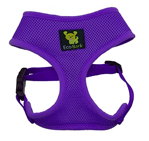 EcoBark Dog Harness - Eco-Friendly Max Comfort Harnesses - Luxurious Soft Mesh Halter - Over the Head Harness Vest- No Pull and No Choke for Puppy, Small Breeds & Medium Dogs (Large, Purple) - color: Purple