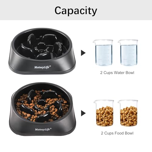 MateeyLife Slow Feeder Dog Bowls, Anti-Choking Puzzle Dog Food Bowls, Anti-Slip Interactive Feeding Slow Down Eating, Bloat Stop Maze Dishes for Medium Large Breeds Black - color: H-Black, size: Medium