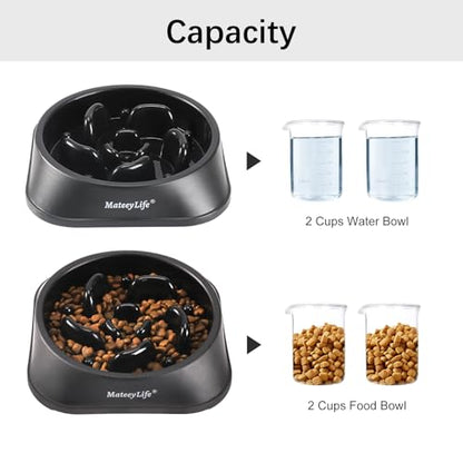 MateeyLife Slow Feeder Dog Bowls, Anti-Choking Puzzle Dog Food Bowls, Anti-Slip Interactive Feeding Slow Down Eating, Bloat Stop Maze Dishes for Medium Large Breeds Black - color: H-Black, size: Medium
