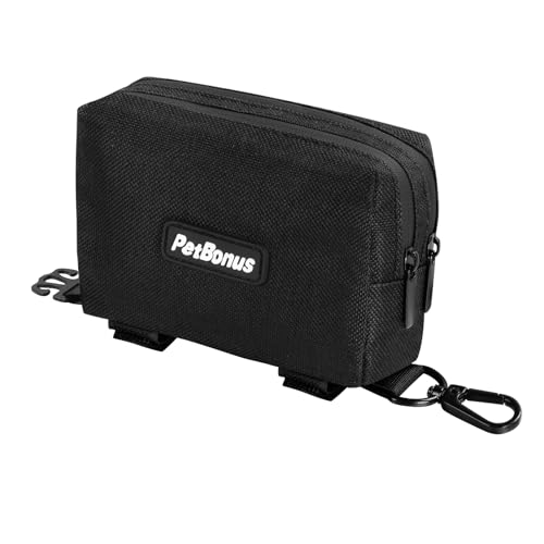 Dog Poop Bag Holder, Portable Pet Waste Bag Dispenser, 2 Pouches for Treats and Walking Accessories, Fit All Leashes, Includes 1 Roll of Dog Poop Bags (Black) - color: Black