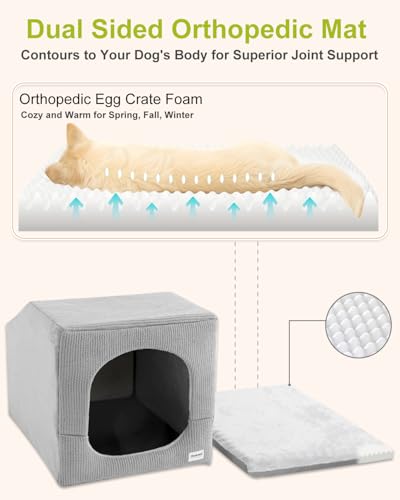 Indoor Dog House for Extra Large Medium Small Sized Dogs - Dog Tent with Washable Removable Cover, Pet Orthopedic Dog Cave Bed Egg-Crate Foam Cushion, Inside Dog House Large Space(XXL) - size: XX-Large (42"L x 30"W x 30"Th)