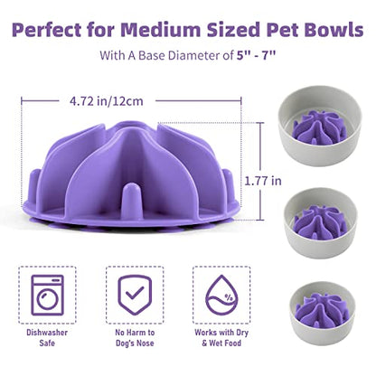 Jaoul Slow Feeder Dog Bowls Insert, Puzzle Slow Feeder Insert with 30 Octopus Suction Cups for Small Medium Large Size Dog Food Bowl (4.72 inch, Purple) - color: Purple, size: Medium(4.72 inch)