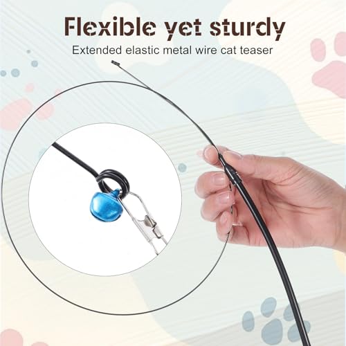 Cat Toys Wand Cat Fishing Pole Toy Cats Teaser Toys with 4 Realistic Hanging Refills