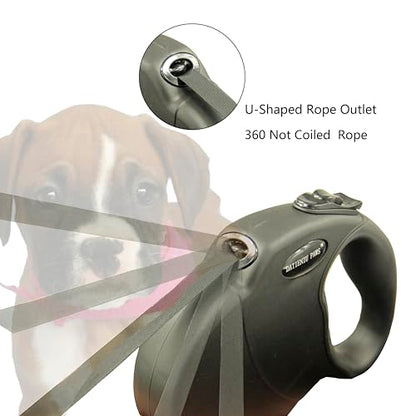 16Ft Chew Proof Retractable Dog Leash Anti-Chewing Wire Ropes Hands-Free Adjustable Safety Lock Durable Nylon Belt for Large Dogs Black L - color: Black, size: Large