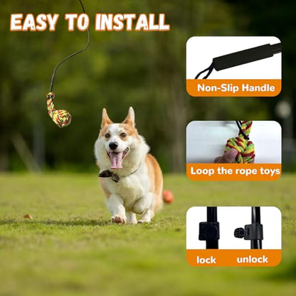 Flirt Pole for Dogs, Interactive Dog Toys Extendable Teaser Wand with Lure Chewing Toy, Chase and Tug of War for Small Medium Large Dogs Training Playing Exercise - size: 40.5Inch Pole-Black