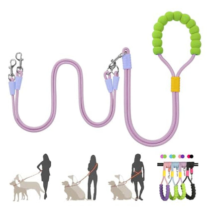 Hands Free Double Dog Leash for Two Dogs, No Tangle 360° Swivel Fit for Small and Medium Breeds, Adjustable Split Leads (Purple(5A Level Pet-Friendly Premium Edition) - color: Purple(5A Level Pet-friendly Premium Edition）