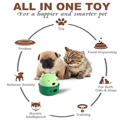 Silicone Dog Treat Dispenser Toy, Interactive Dog & Cat Food Puzzle Feeder with Adjustable Opening, Slow Feeder Toy for Puppies Small Medium Large Dogs, Mental Stimulation Enrichment Feeding Toys - color: Green