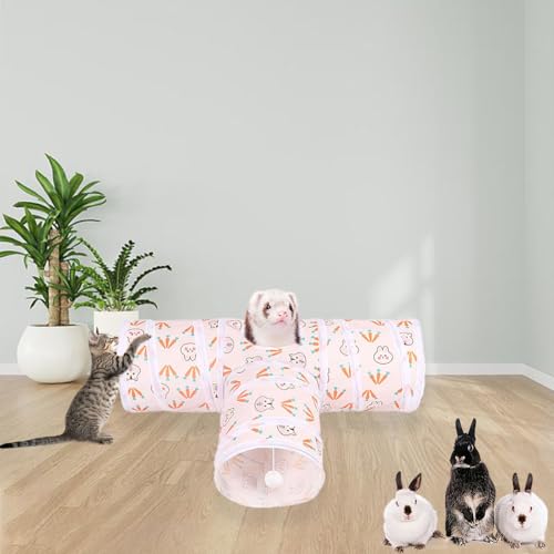 3 Way Washable Hideout Toys, Small Pet Tunnels and Tubes for Baby Rabbit Ferret Hamster Chinchilla Hedgehog Hiding and Resting (White) - color: White