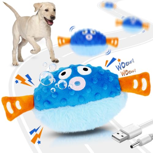 Interactive Dog Toys Rechargeable Moving Puppy Toys to Keep Them Busy, Touch Activated Puppy Toys, Puppy Dog Birthday Gifts, Electric Plush Entertainment Toy for Small & Medium Dogs - color: blue fish