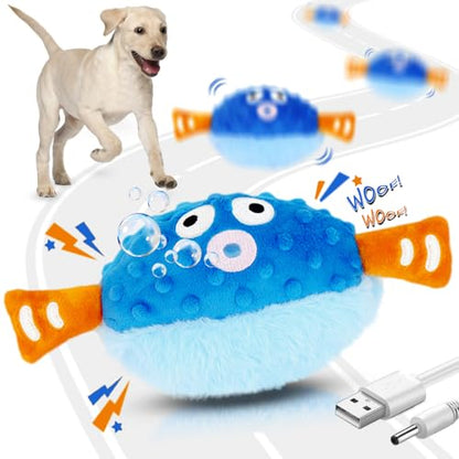 Interactive Dog Toys Rechargeable Moving Puppy Toys to Keep Them Busy, Touch Activated Puppy Toys, Puppy Dog Birthday Gifts, Electric Plush Entertainment Toy for Small & Medium Dogs - color: blue fish